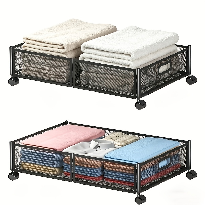 TEMU 2 Pack Under Bed Storage, Under Bed Storage Containers With Wheels And Handles Under Bed Storage Box For Shoes, Clothes, Book, Blankets For , Under-bed Storage