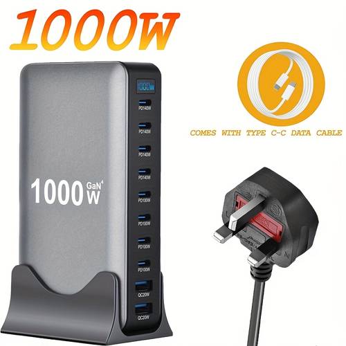 latest 1000w usb c charger single port up to 140w 10 port usb charger laptop fast charger pd power supply compatible with or or iphone or galaxy or portable tableta mobile