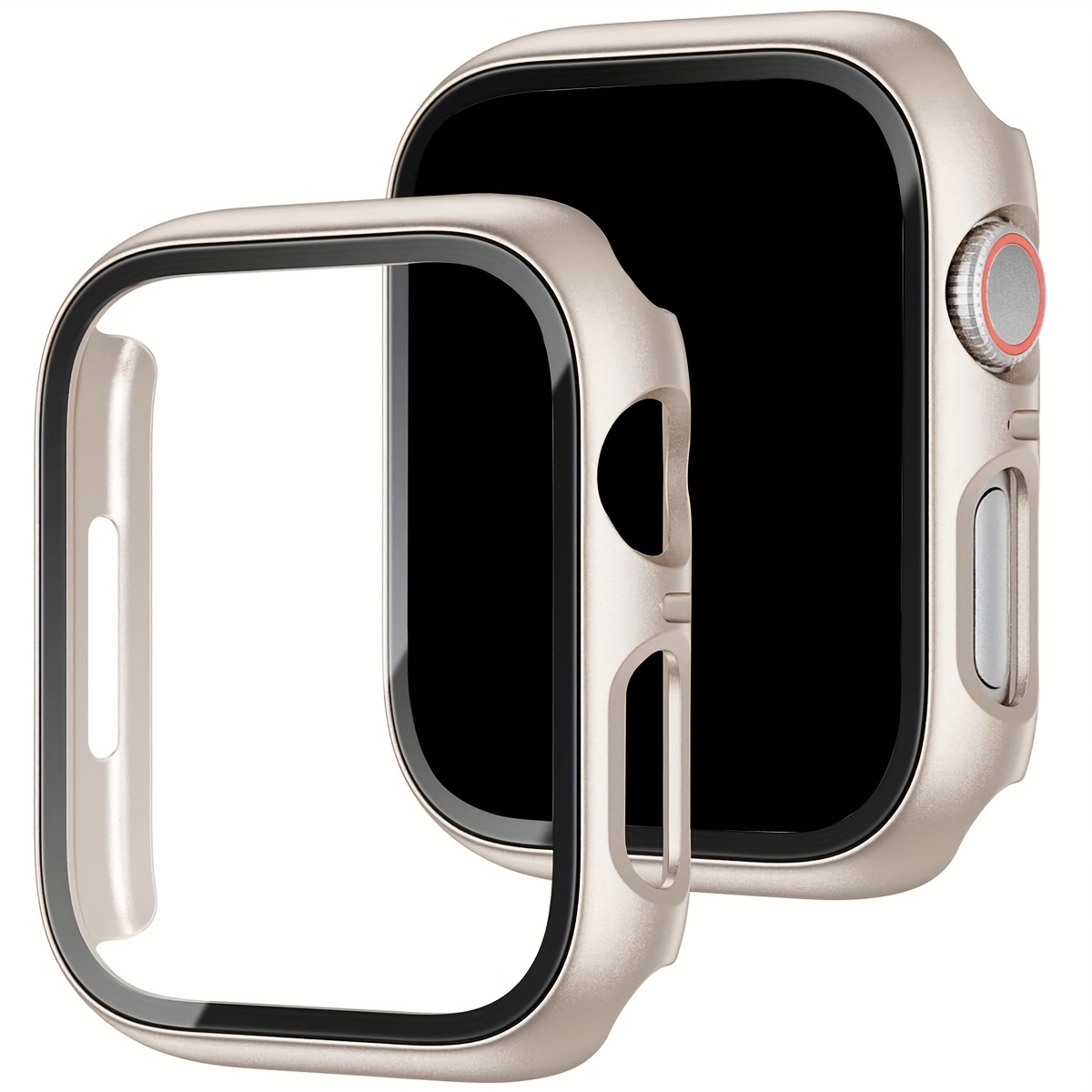 TEMU Juego de 2 fundas de PC + vidrio templado para , cubierta anticaídas de moda casual, para Apple Watch de 38/40/41/42/44/45/46/49 mm, para Apple