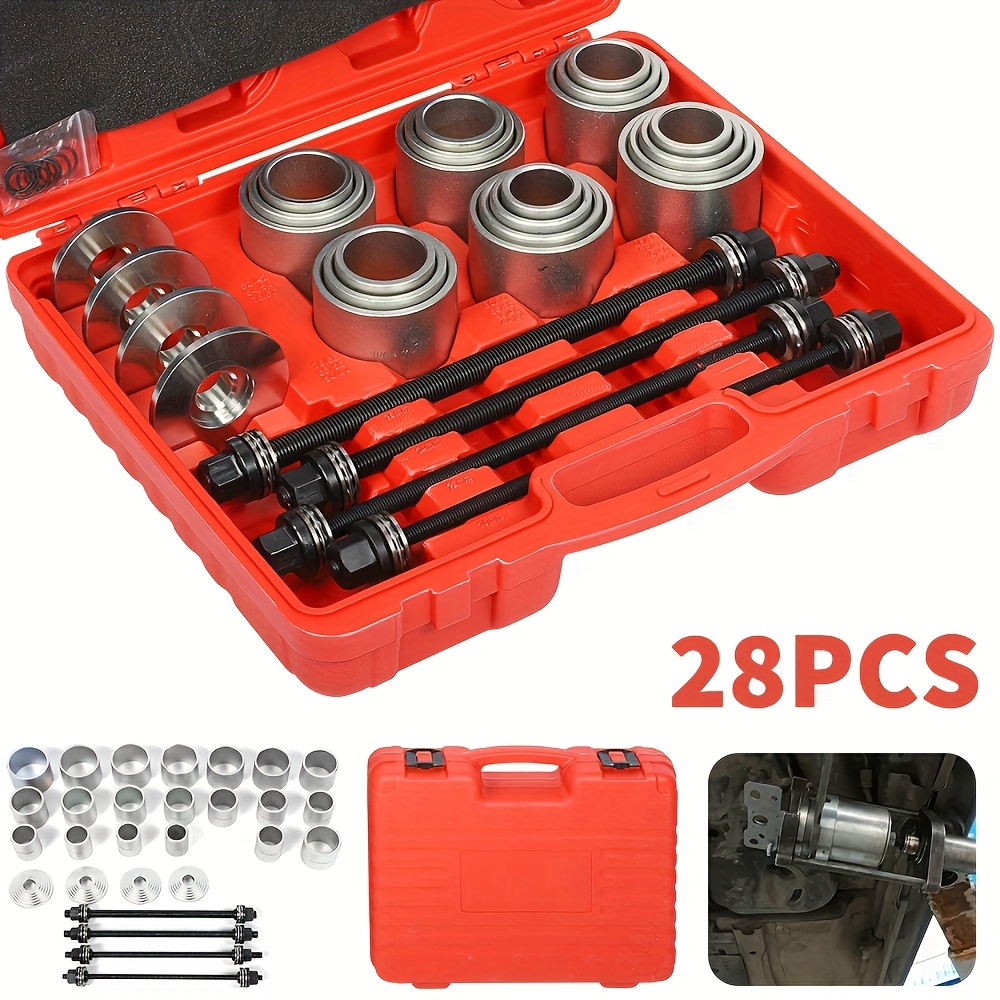 TEMU A Set 28pcs Pull And Press Sleeve Tool Kit Set Seal Bearing Cars Bush Removal Tool Set For Most Cars, Without Battery