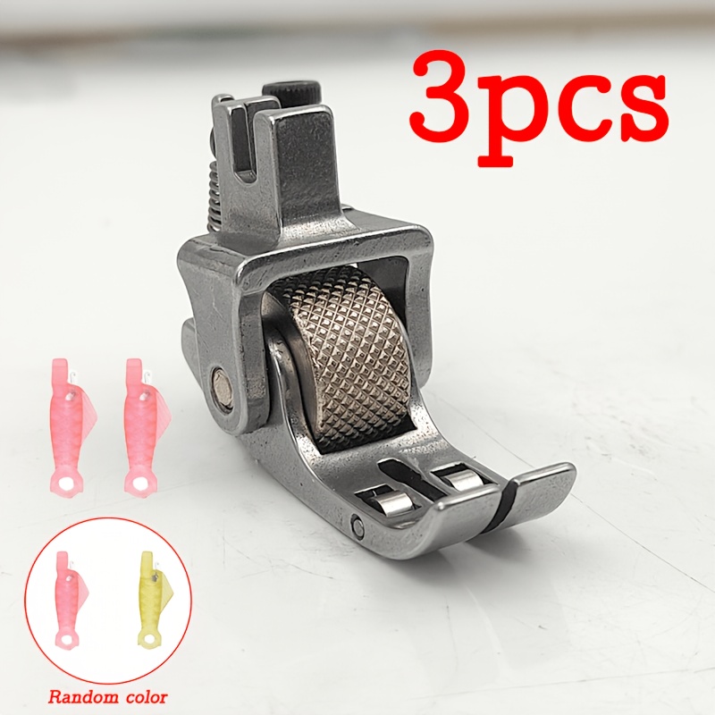 TEMU 3-wheel Knurled Twisted Wheel Roller Presser Foot Leather-specific Non-shifting For Down Jacket Curtain Sewing Industrial Flat Sewing Machine
