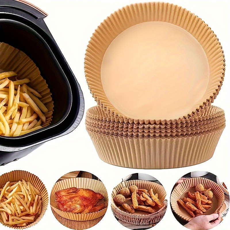 

100pcs Air Fryer Disposable Liners - 6.3" Round, Non-stick & Oil-proof Paper Basket Bowls For Baking And Cooking Air Fryer Liners Air Fryer Accessories