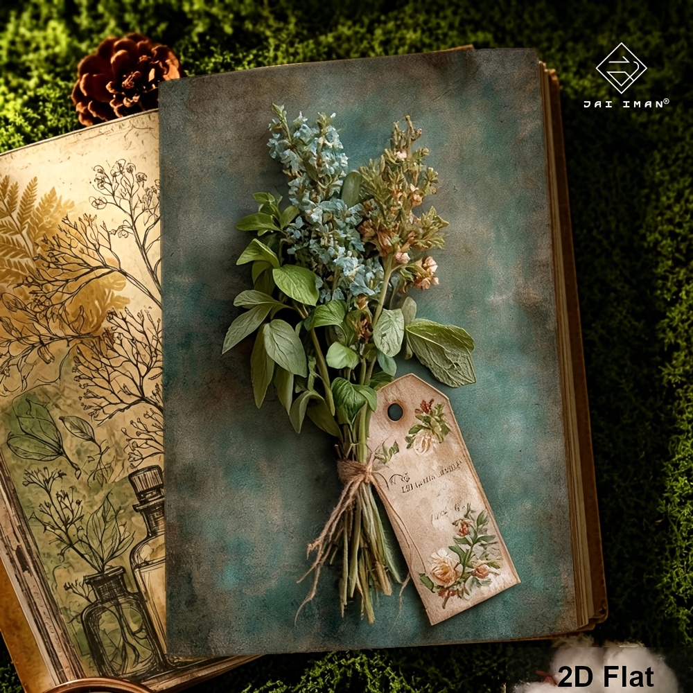 TEMU Jai Iman 96 Pages (non-repeating Patterns) A5 Size 2d Flat Junk Journal Book With Bottles Patterns For Gift-grade , Commemorative Album, Office,