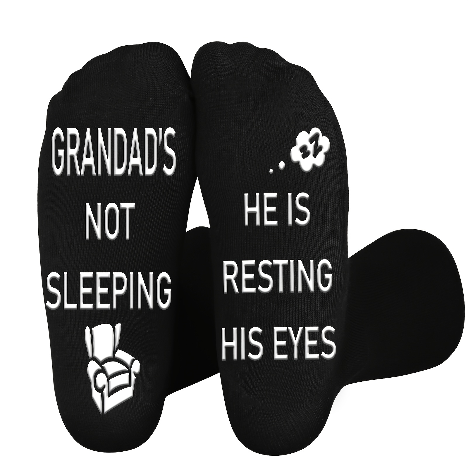 1 pair funny grandpa socks grandpas not sleeping hes resting his eyes novelty gift non slip cushioned sole soft polyester spandex socks for dad birthday fathers day   fits us 7 13 eu 43 46 birthday fathers day gifts
