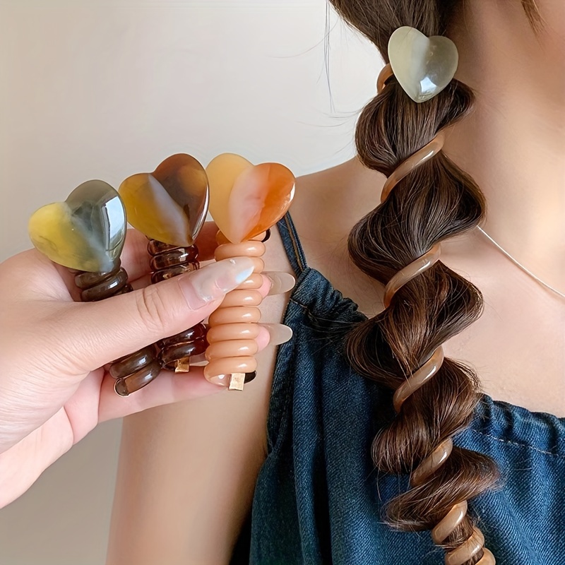 

[popular ] Chic Spiral Hair Tie - Vintage-inspired, Simple Braid Design Detail, Resin Ponytail Holder For Women