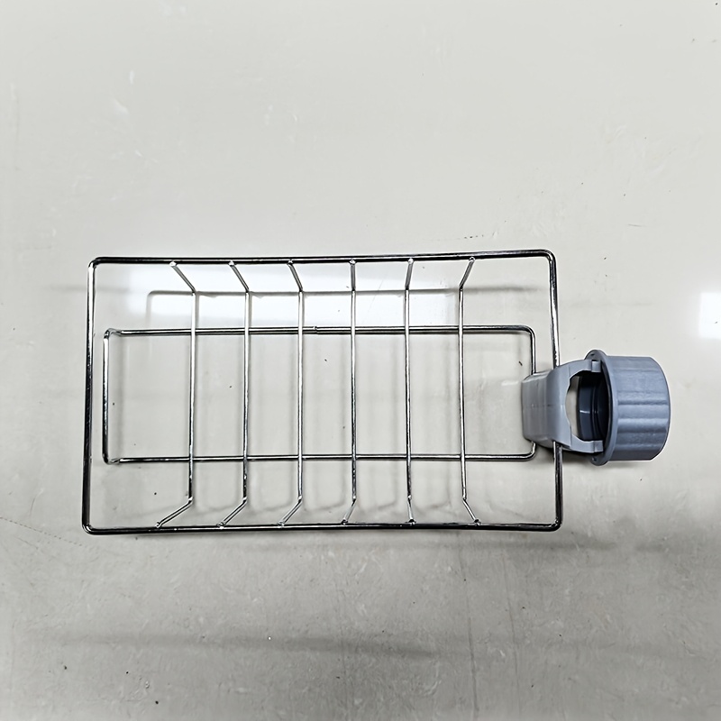 1pc Stainless Steel Faucet Organizer - No-drill Kitchen Sink Storage Rack With Sponge Holder, Scrub Brush & Dishcloth Hooks, Space- Rust-resistant Design For Countertop Organization