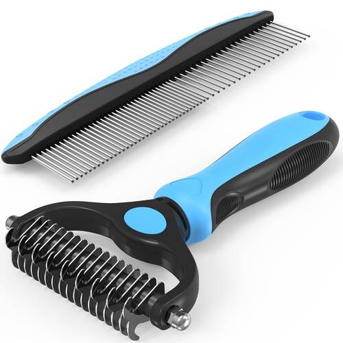 combo de para mascotas cepillo para quitar pelos con peine metálico para desenredar y desenmarañar el pelo largo y enmarañado en gatos y perros