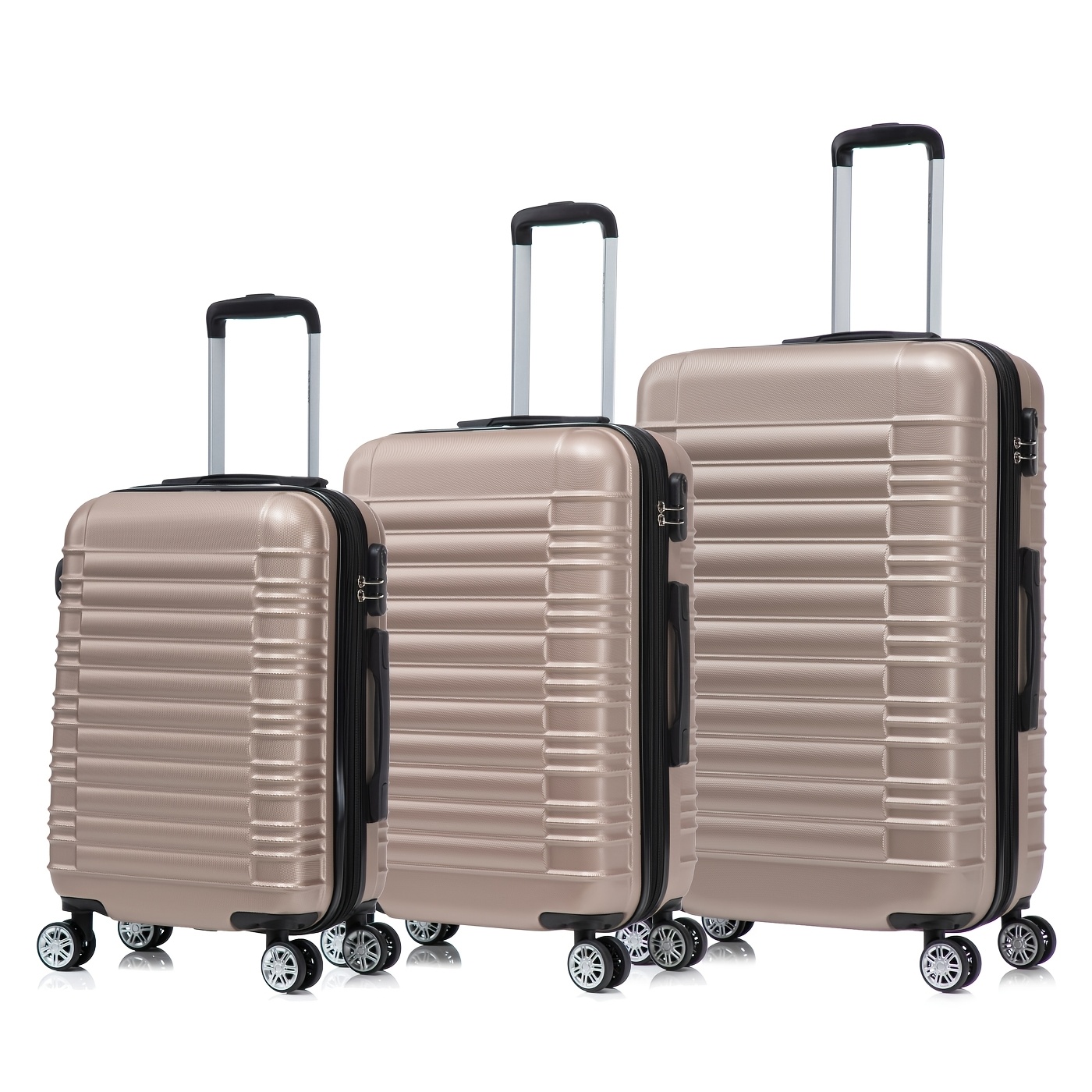 Suitcase Set Of 3, Striped Zipper Case, Abs Hard Shell Digital Password Travel Case, Luggage Set Packing Box, 360° Rotating Wheel Double Wheel, 3pcs Set Extended Space Trolley Case M+l+xl