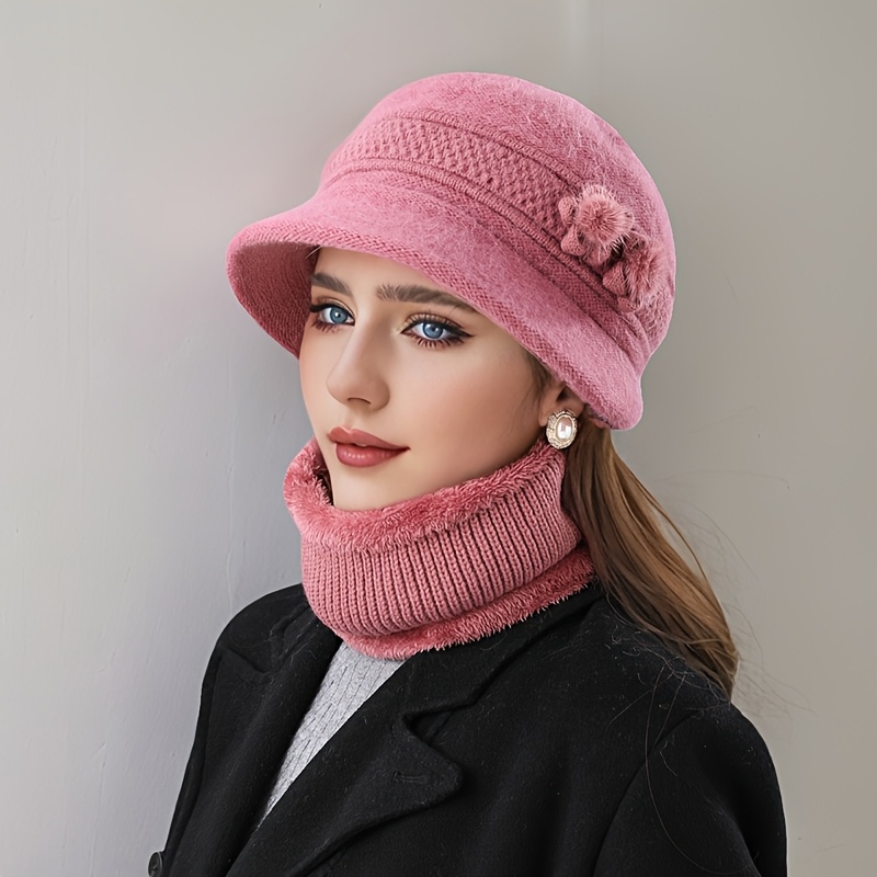 

1pc Thanksgiving Day Polyester Knit Bucket Hat For Women, , Breathable, Warm, With Decorative Accessories, Hand Washable, For Outdoor Activities, Gift-ready Holiday Headwear