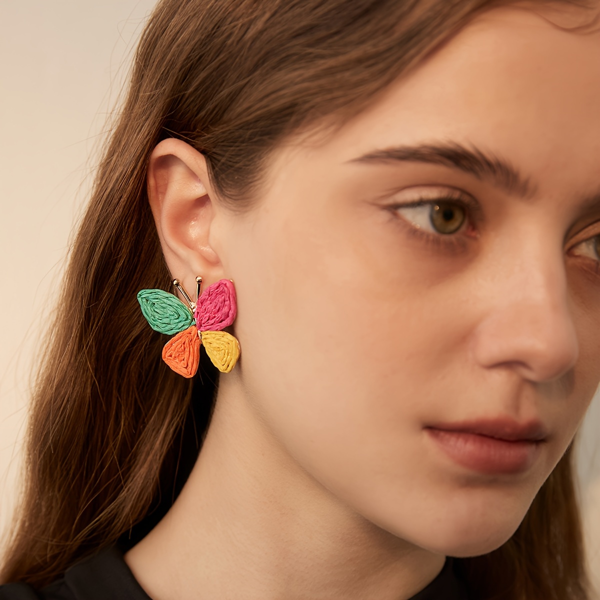 TEMU 1 Pair Valentine's Day Fashion Raffia Earrings Studs Suitable For Women's Prom Party Gathering Gifts For