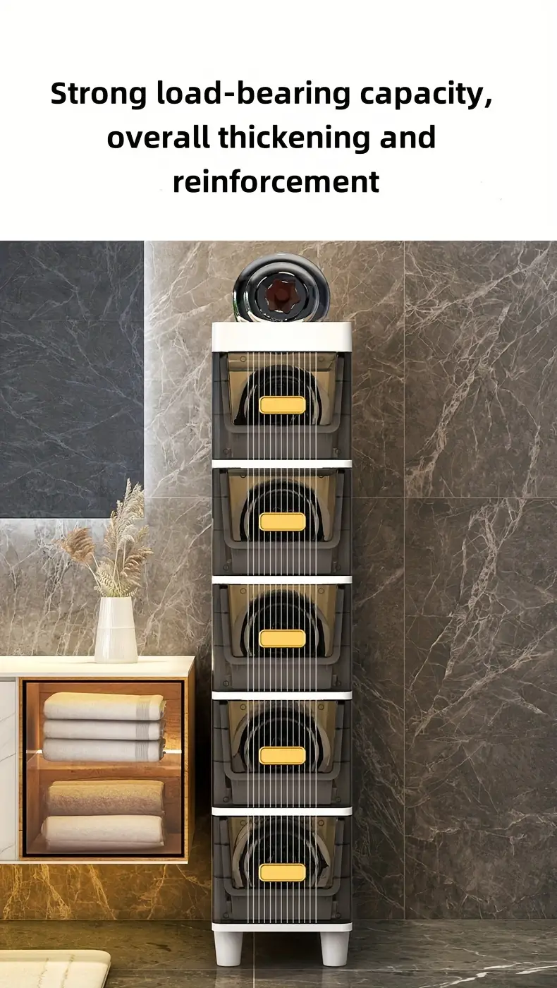 1pc storage cabinet with drawers stacking plastic organizer independent 3 2 cubic feet capacity 27 height multi purpose for bathroom kitchen no electricity needed storage drawer units details 4