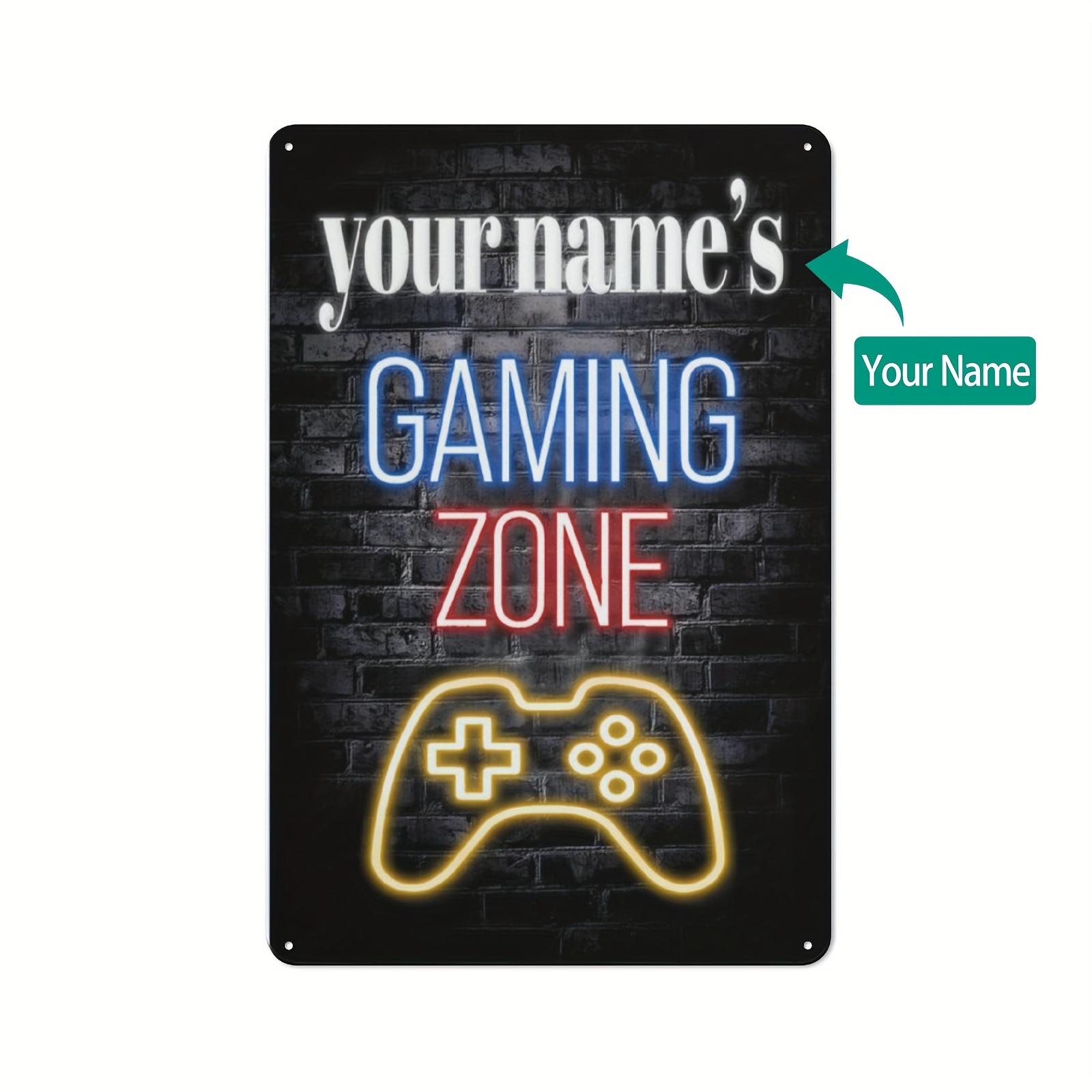 TEMU Panneau Métallique Personnalisé pour Salle de Jeux Rétro - Décoration Murale Adaptée pour Maison, Bar ou Aire de Jeux, Durable et Facile à