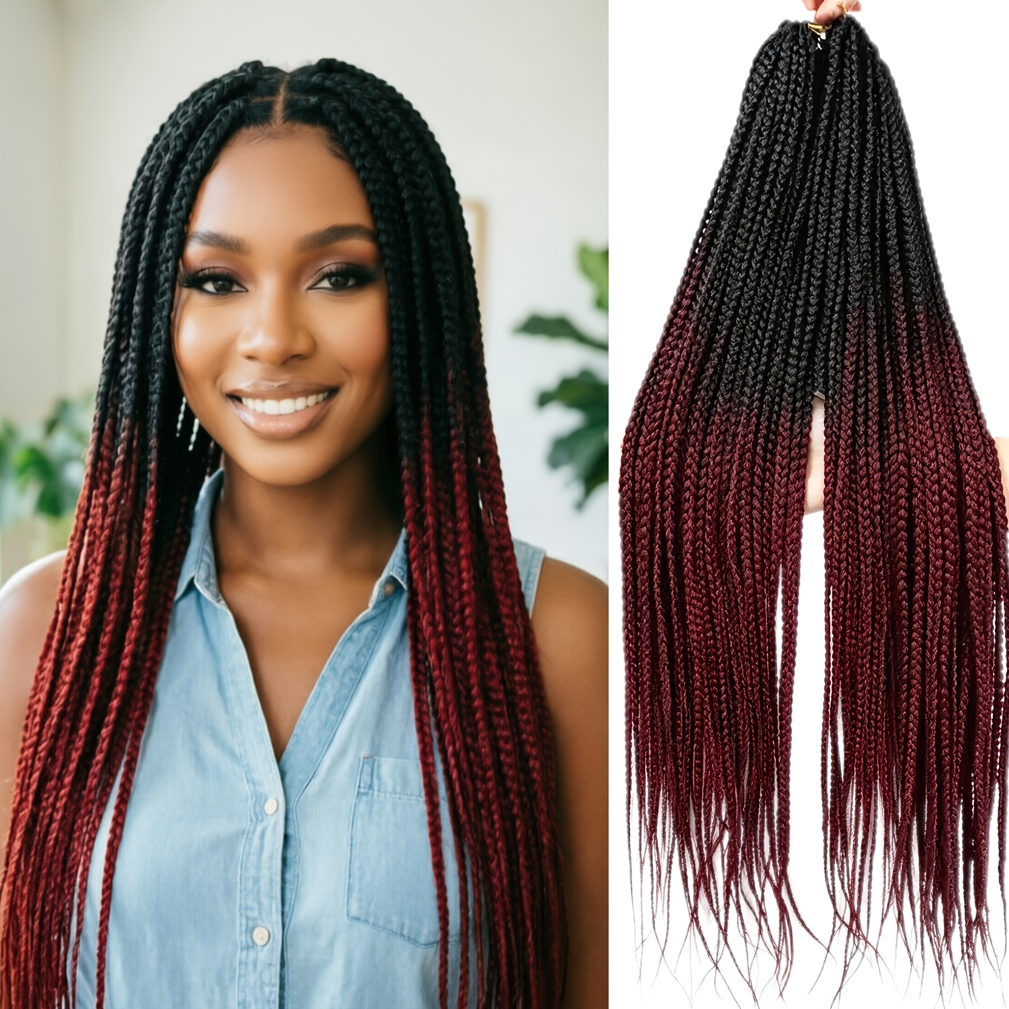 TEMU 100g Single Bundle Thin Box Braiding Hair, Pre-stretched Smooth Synthetic Hair, Crochet Hair Extensions For Daily, Festival And Party