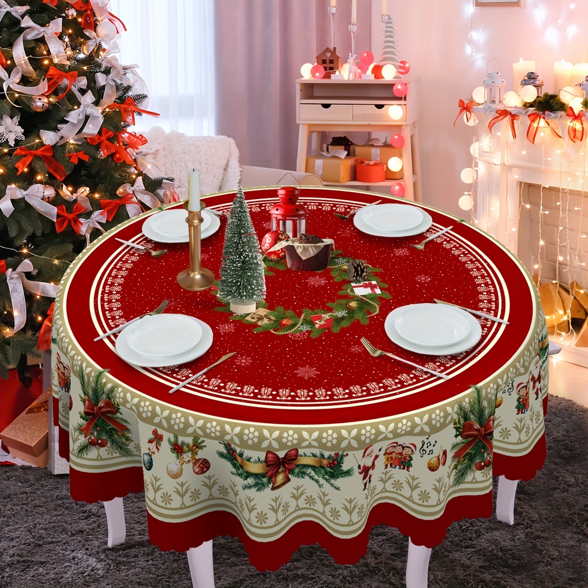 

Christmas Joy Tablecloth 1-, Table , , , And Santa , And For And Decor, Christmas