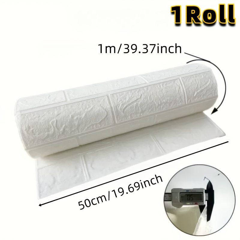 Image of 1pc 19.69" × 39.37" Self-adhesive Brick Pattern Wallpaper - Waterproof , Modern Irregular Foam Design For Bedroom Renovation, Suitable For , Durable Surface Wall Decal, Interior