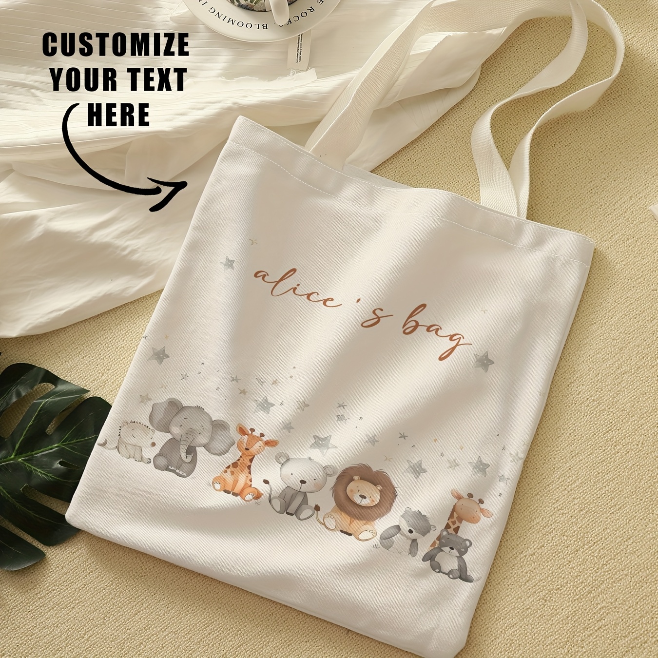 TEMU 1 ud. Bolsa de compras personalizada, personalizable (, de vacaciones, etc.), bolsa de cosméticos portátil con cremallera, almacenamiento