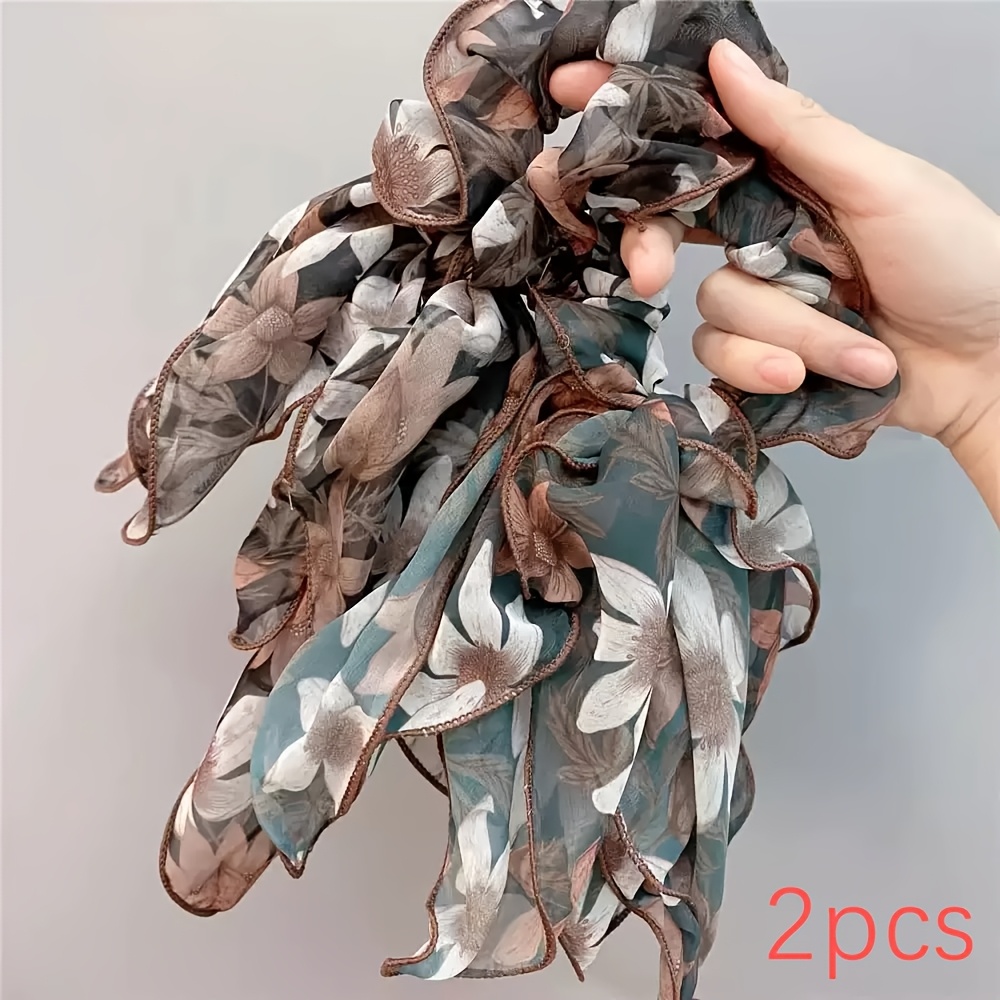 TEMU Set de 2 coleteros de tul floral, ligeros y elegantes, para recogido de pelo , accesorios para el cabello para ir al trabajo, adornos para la