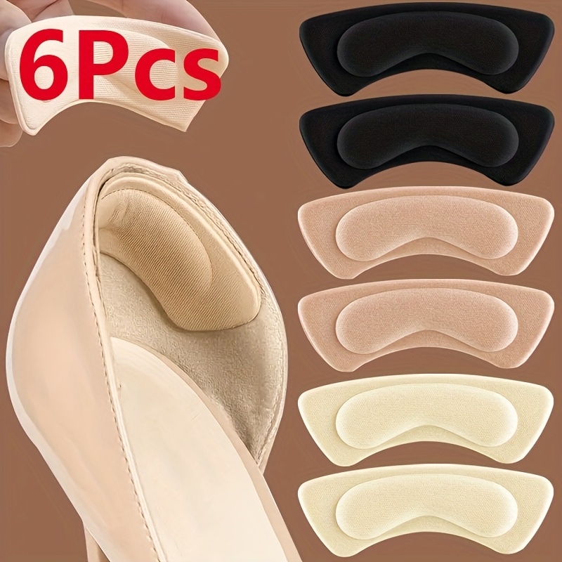 TEMU 6 Thickened Cushioning Insoles - Non-slip Shock-absorbing Foam Lining, Suitable For High Heels, Boots, And Formal Shoes, , In Black And Beige,