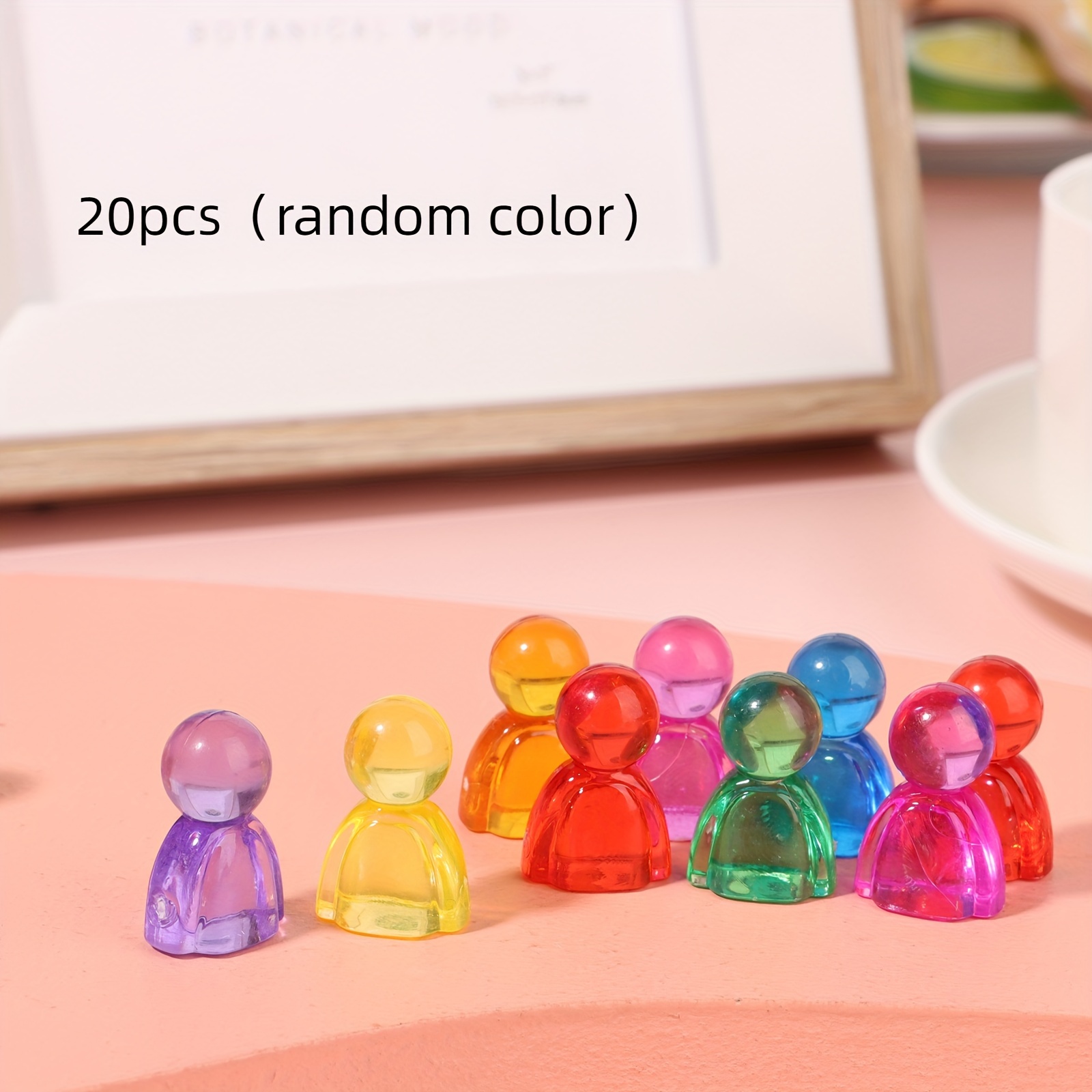 20pcs 24 X 16 X 12mm Game Markers Acrylic Interactive Game Random Colorful Humanoid Chess Pieces For Board Game Card Additions