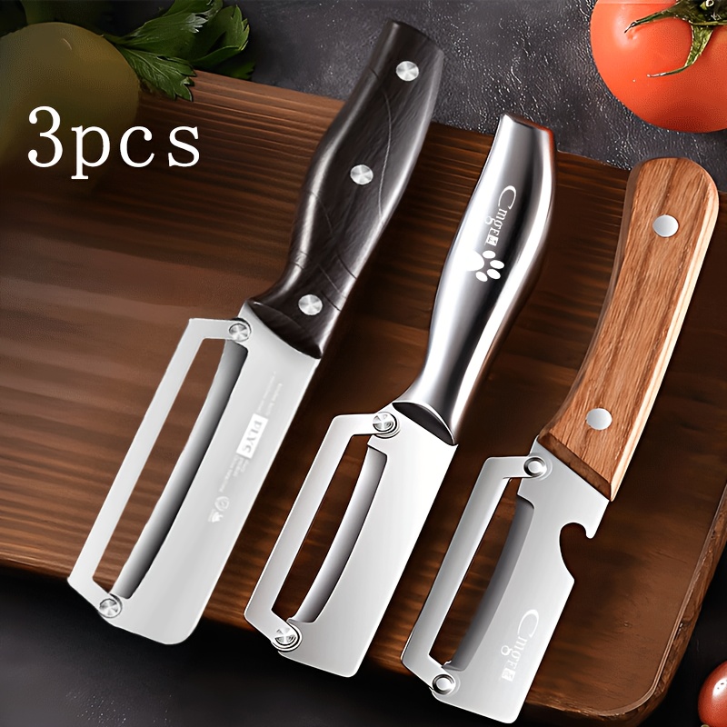 TEMU 3pcs Stainless Steel Peeler Fruit And Vegetable Peeler Pineapple Sugar Cane Peeler Household Peeler Scraper