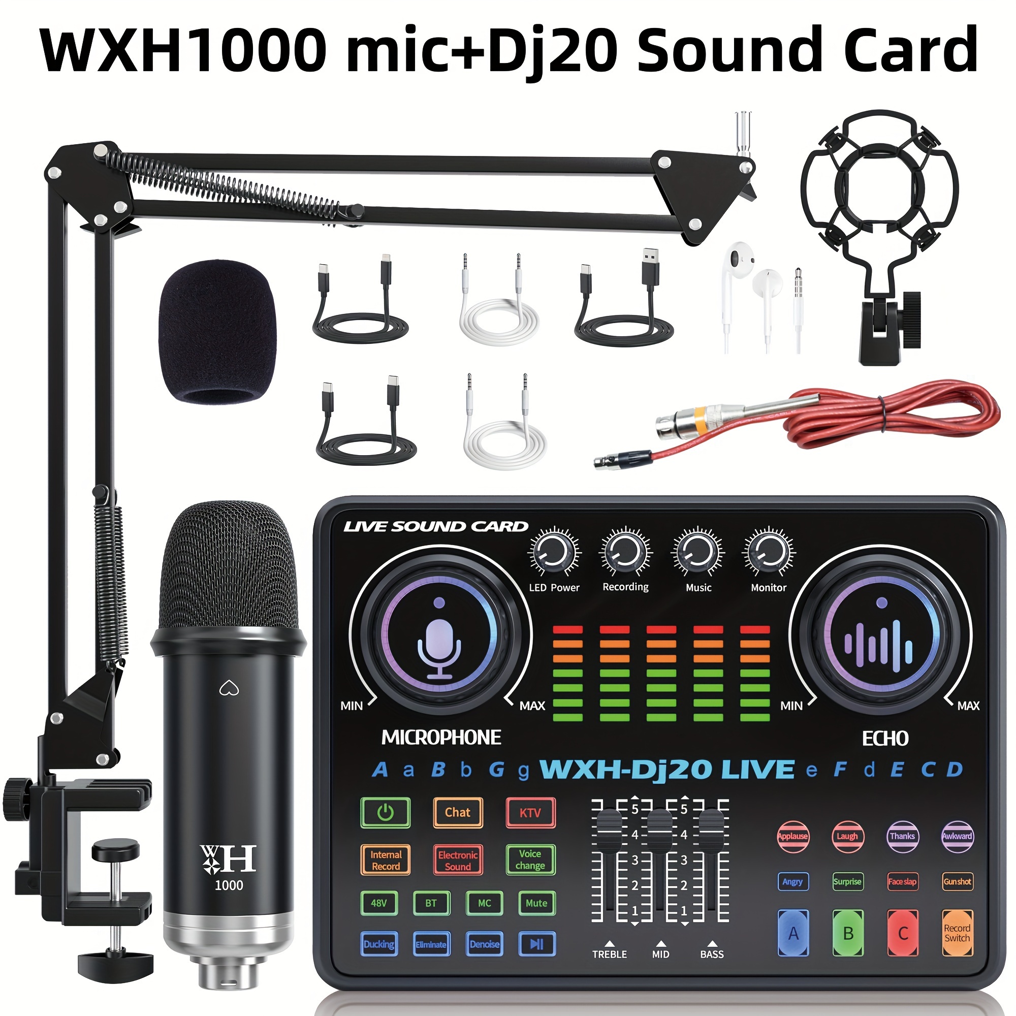 

Professional Dj20 Live Sound Card For Bm800 Microphone, Podcast, Recording, And Live Streaming - Your Perfect Choice For Recording, Broadcasting, And Live Streaming