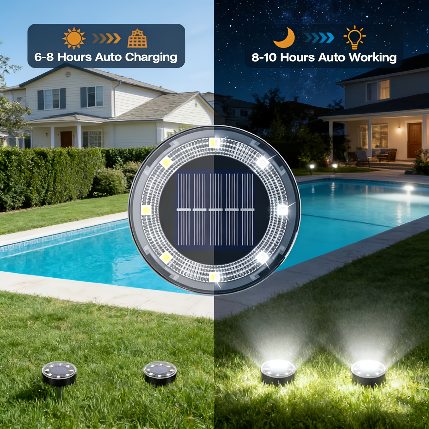 56LED 40LED Lumini Solare de Sol, Set de 7/5 Lumini Solare pentru Statui, IP44 Lumini Decorative de Exterior, Iluminare LED Plată Modernizată pentru Peisaj, Potrivite pentru Alei Exterioare, Grădini, Curți și Alee