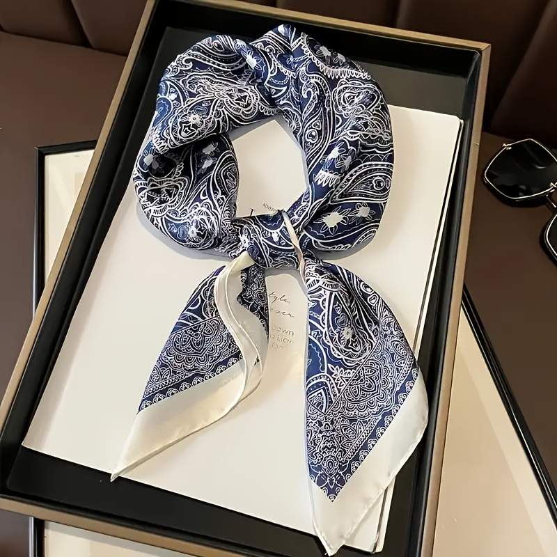 

Luxurious Blue Paisley Polyester Scarf - Bohemian Style, Soft And Windproof, Ideal For Beach And Fashion Accessory, Beach Accessories