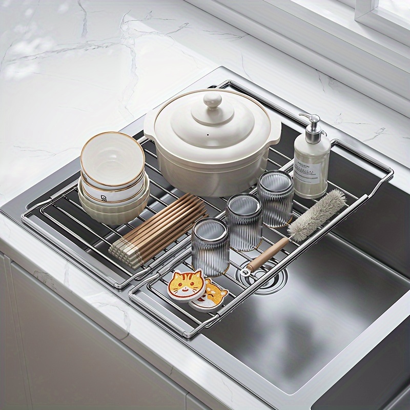 Scolapiatti Espandibile Sakugi Da Lavello E Piano Cucina | Acciaio Inox Con Portaposate E Drenaggio