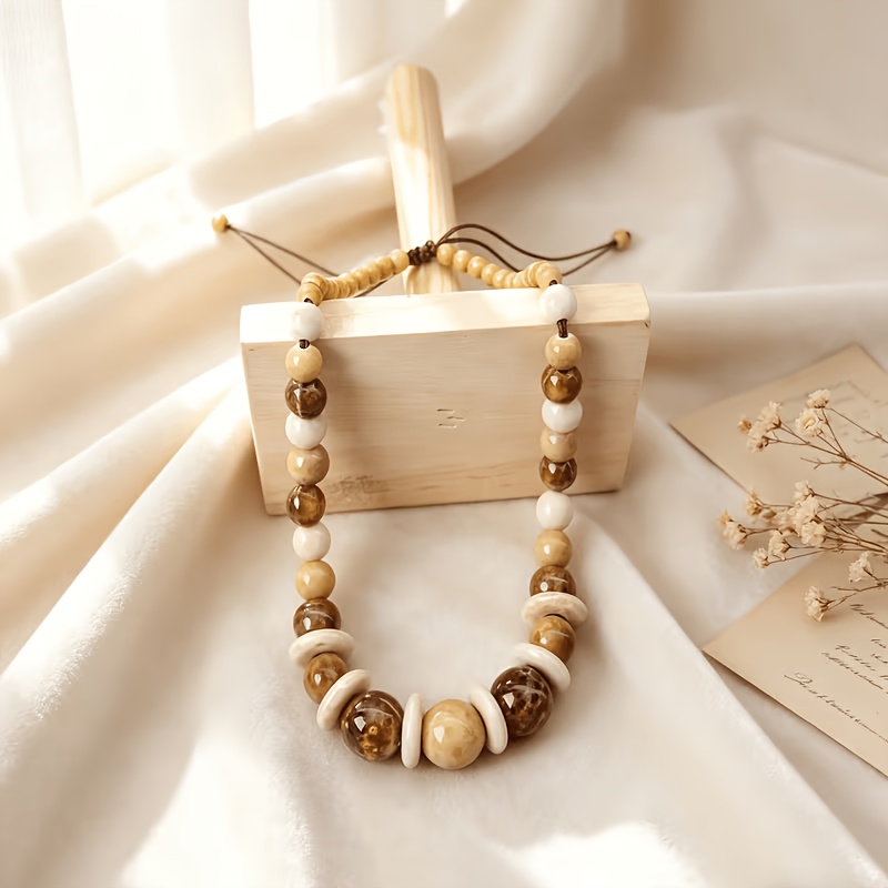 TEMU Souvenir de Joyería Tradicional y Creativa de Moda, Color Caramelo Retro Bohemio de Leche y Café, Collar Ajustable, Joyería Diaria para Combinar