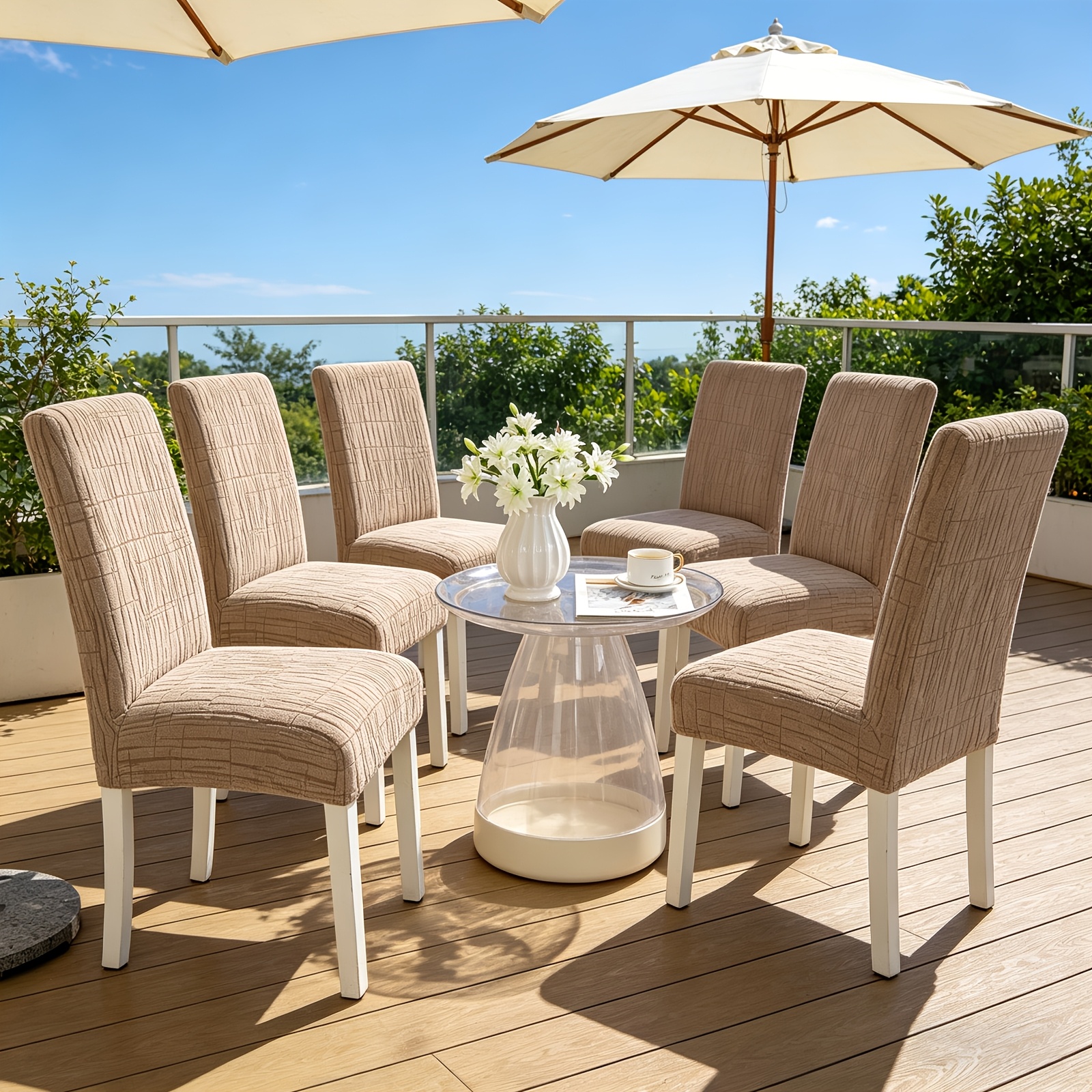TEMU Fundas Elásticas Jacquard para Sillas de Comedor, Fundas Lavables y Removibles para Sillas, Ideales para el Hogar, Restaurante, Banquetes
