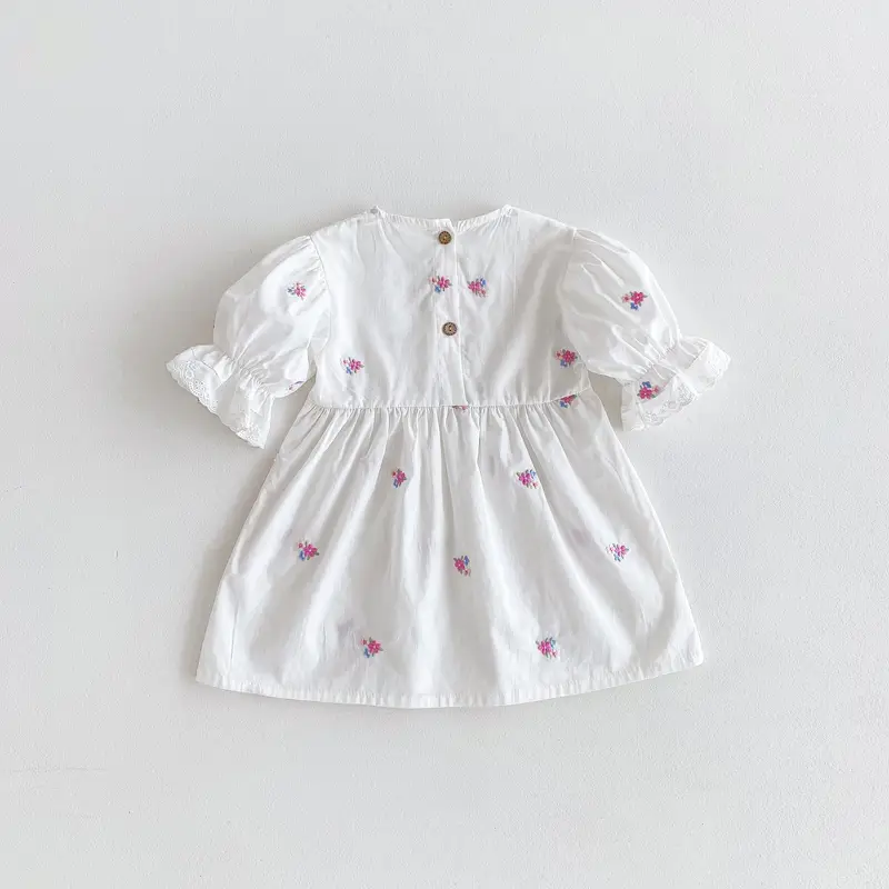 Baby's Pastoral Style Flower Embroidered Comfy Cotton Dress, Elegant ...