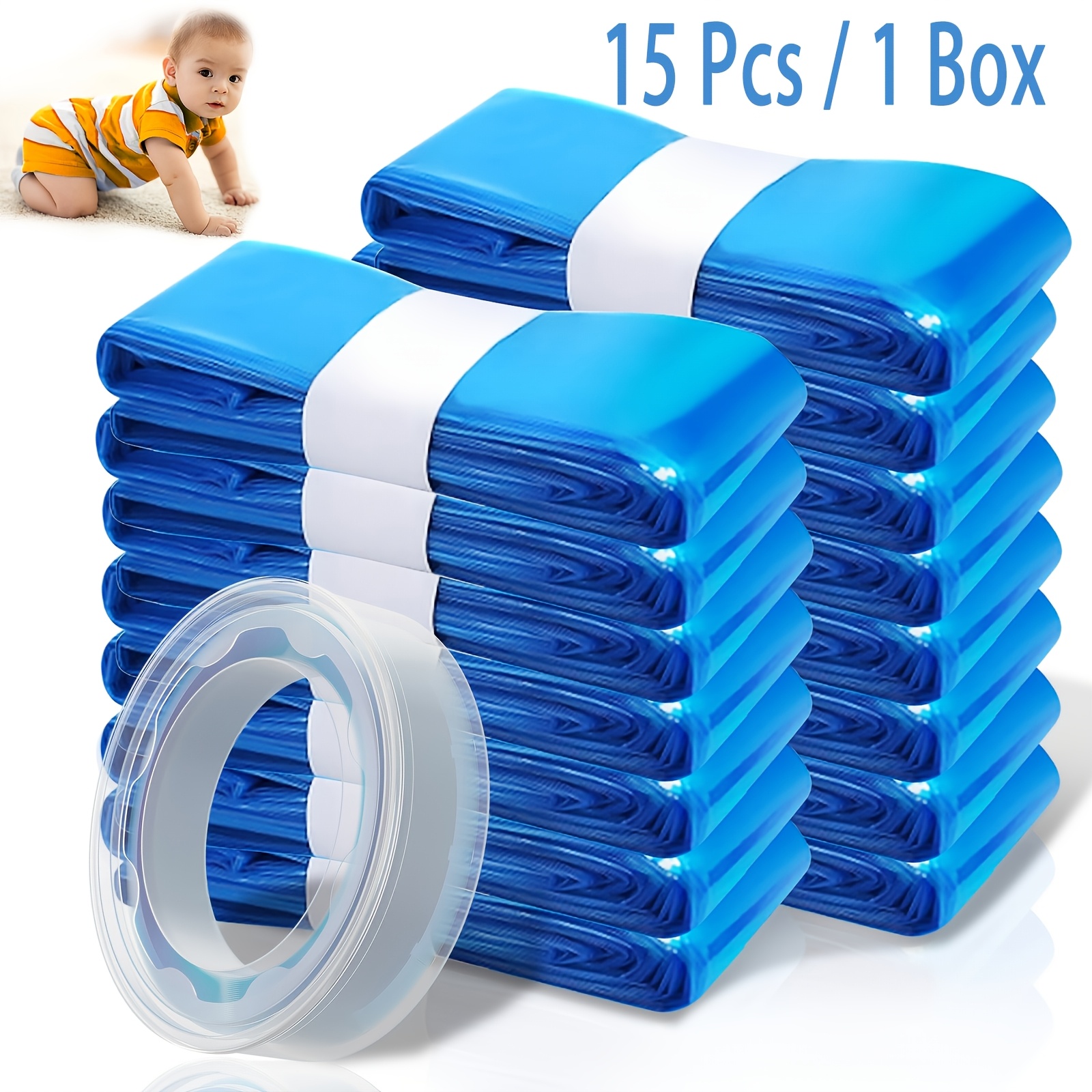 TEMU 6/9/12/15pcs Refill Film For Nappy Bins, With 1 Empty Refill Cartridge, 4.5m High Capacity Nappy Bin - Up To 320 Nappies, Compatible With Refill