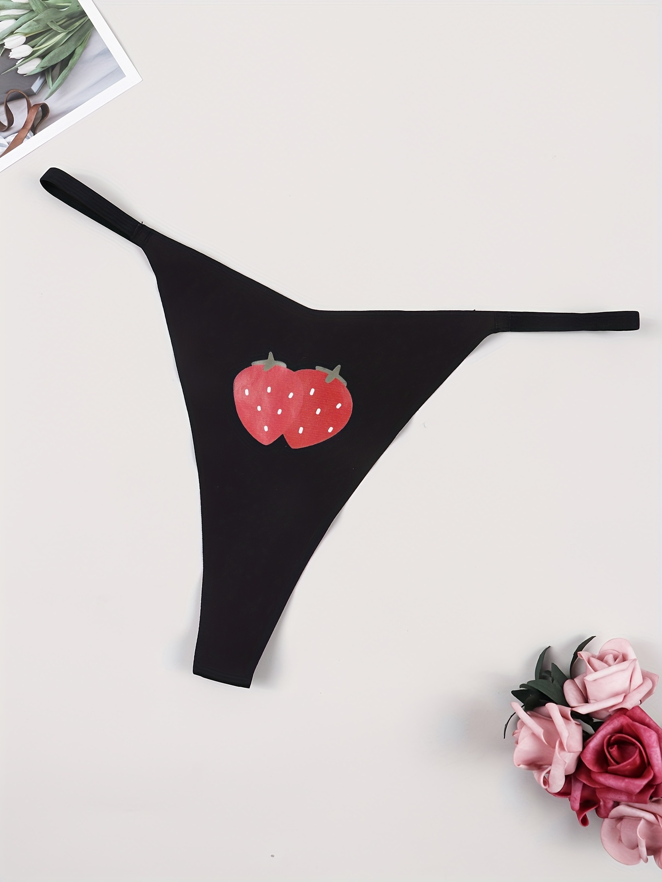 Strawberry Printed Thong Panties Stripper Thong Sexy Underwear Sexy Lingerie  Strawberry Lingerie Women's Underwear Thong Panties G-string 