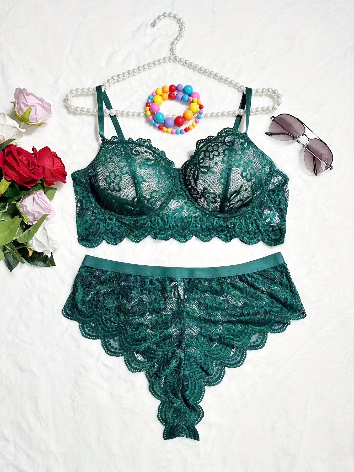 plus size sexy lingerie set womens plus solid floral lace Temu
