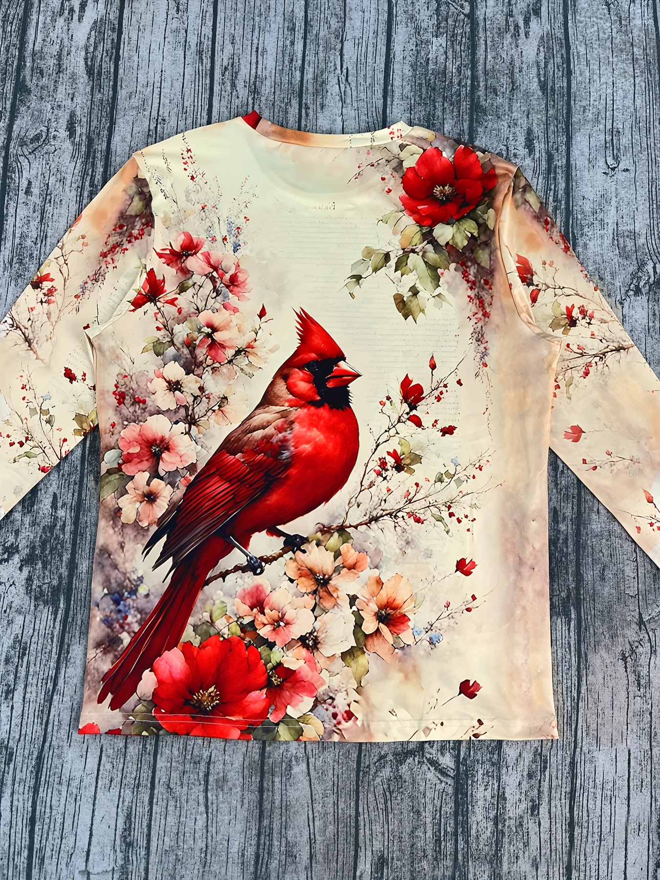 plus size floral bird print crew neck t shirt casual long Temu Oman