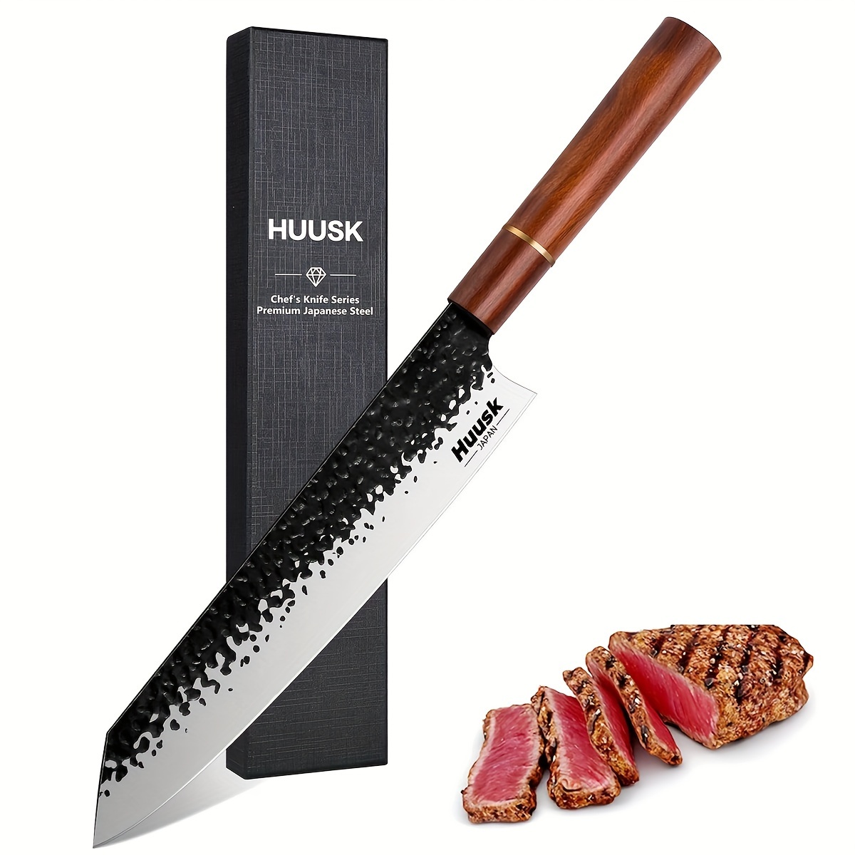 

Kiritsuke Chef Knife - 9 Inch , Professional High Carbon Steel Sharp Sushi Knife With Ergonomic Rosewood Handle For Meat, Fish, Vegetables
