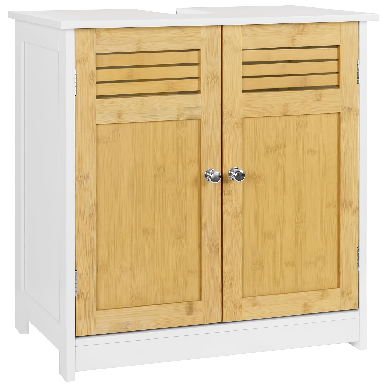 1pc Sink Base Cabinet, Bathroom Cabinet, Dressing Table, Bathroom Cabinet With 2 Doors, 60 X 30 X 60 Cm, White/natural