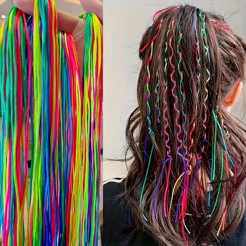 Thread Hair Wrap Removable Blue Hair Wrap With Glass Beads Seaside