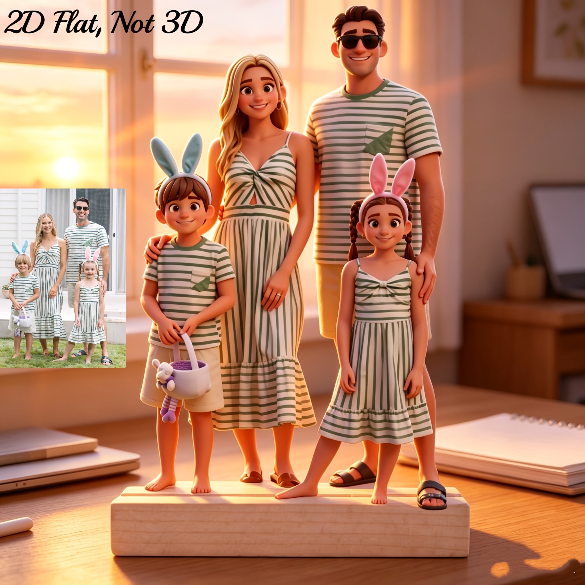TEMU 2d Flat, Personalized Custom 2d Cartoon Acrylic Plaque - Ai-designed Custom Photo Frame, , Perfect Valentine's Day Gift For Couples, Desktop