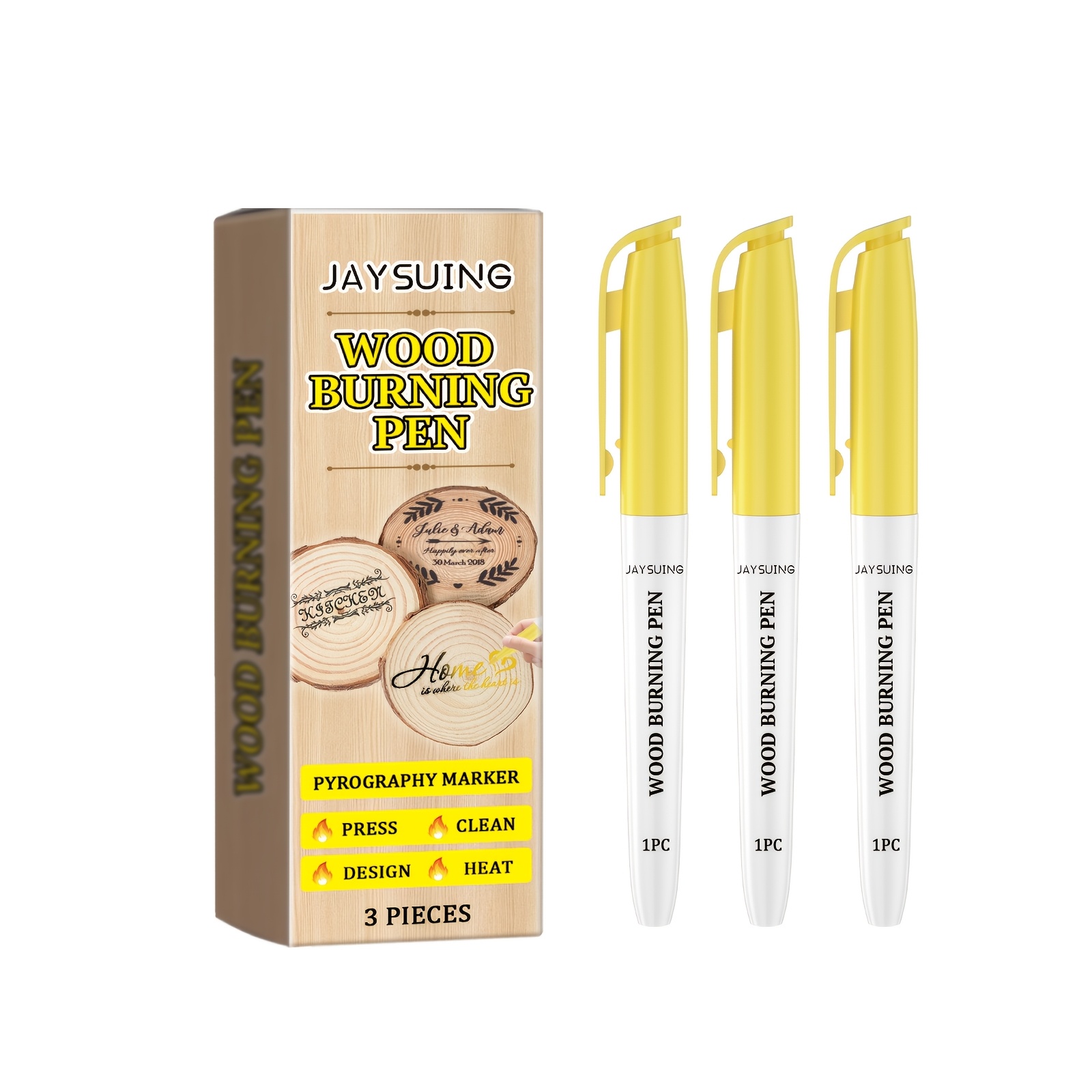 TEMU 1 Pack/ 3 Pens - A Must-have Ink Pen For Hand-painting, Suitable For Solid Wood Materials. And Burn To Leave A Clear Mark. The Pen Is Easy To
