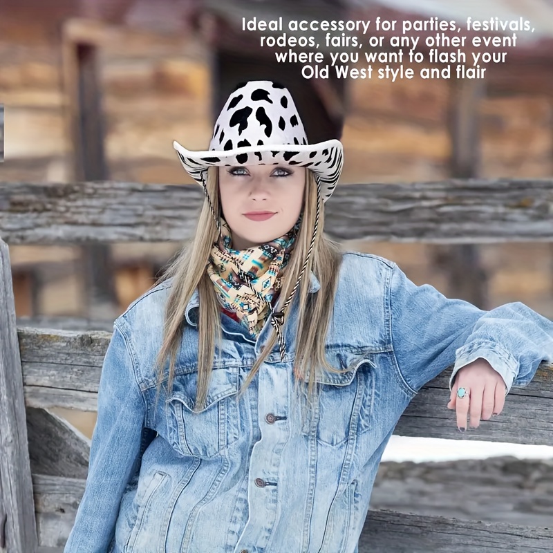 2pcs 4pcs 6pcs 8pcs cow print cowboy hats adjustable chin  display picture 3