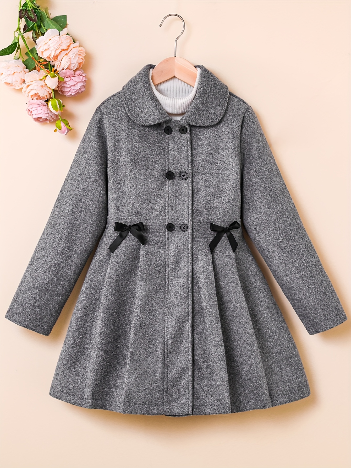 girls dress coat Red Bow Trim Coat 10y main image 1