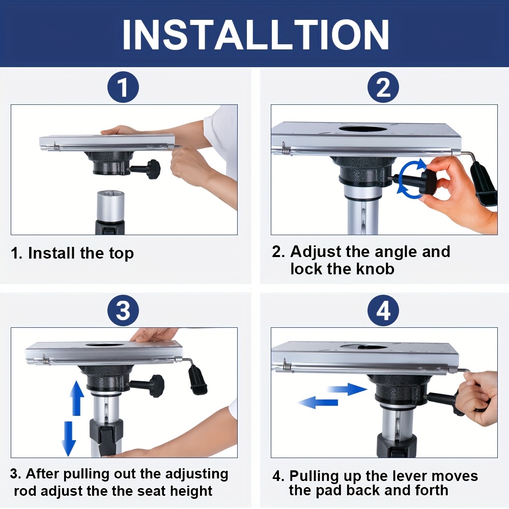 Boat Seat Base with Sliding Rails for Adjustable Height