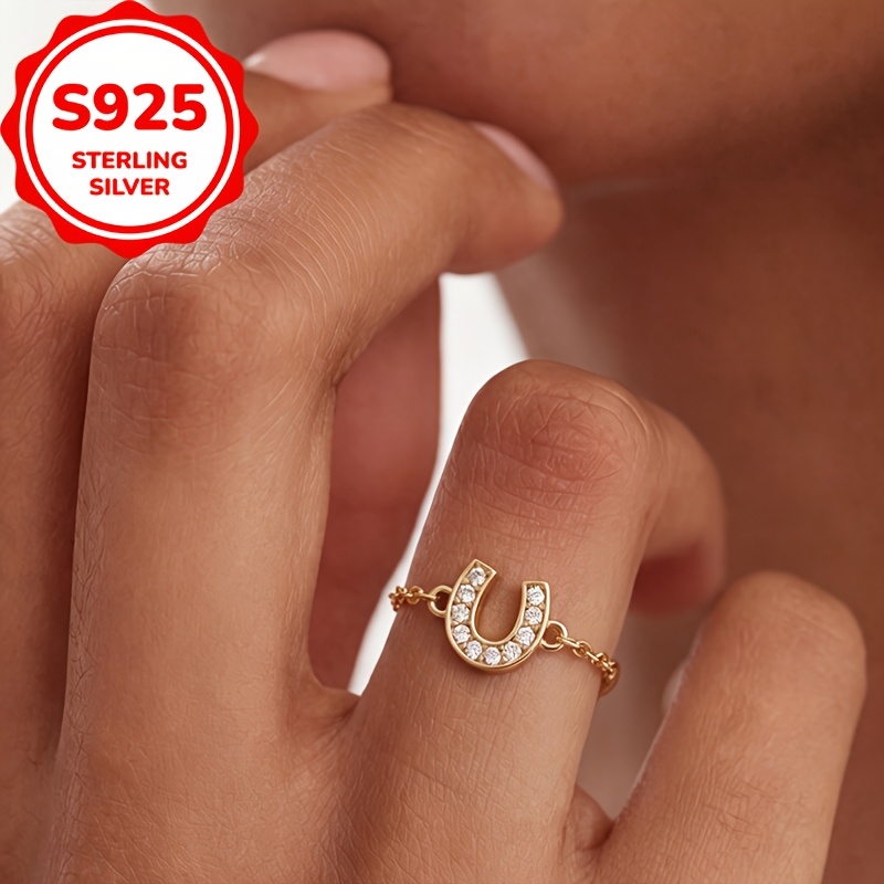 Women's S925 Silver U-Shaped Soft Chain Adjustable Retractable Ring