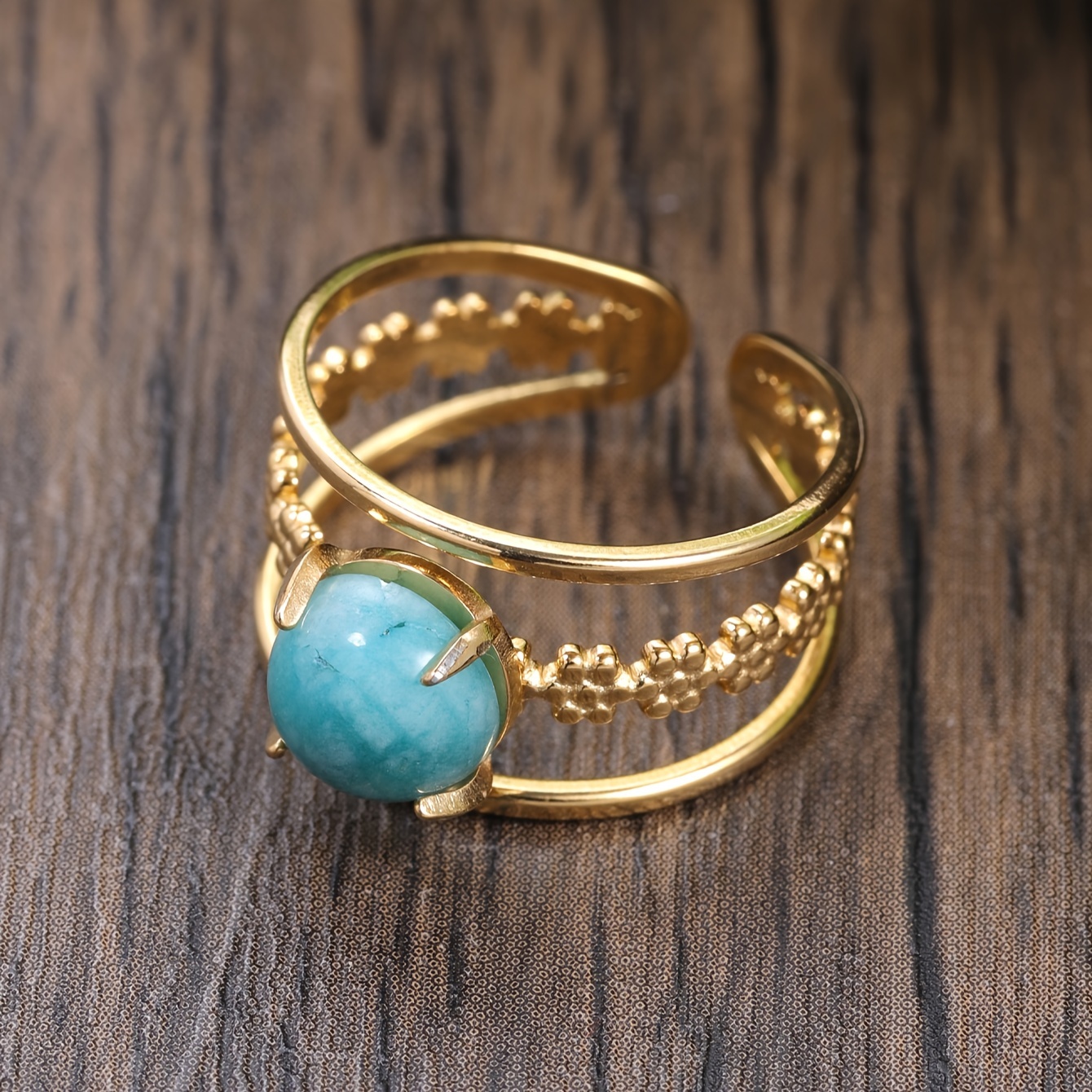 Geometric Turquoise Open Ring for Women