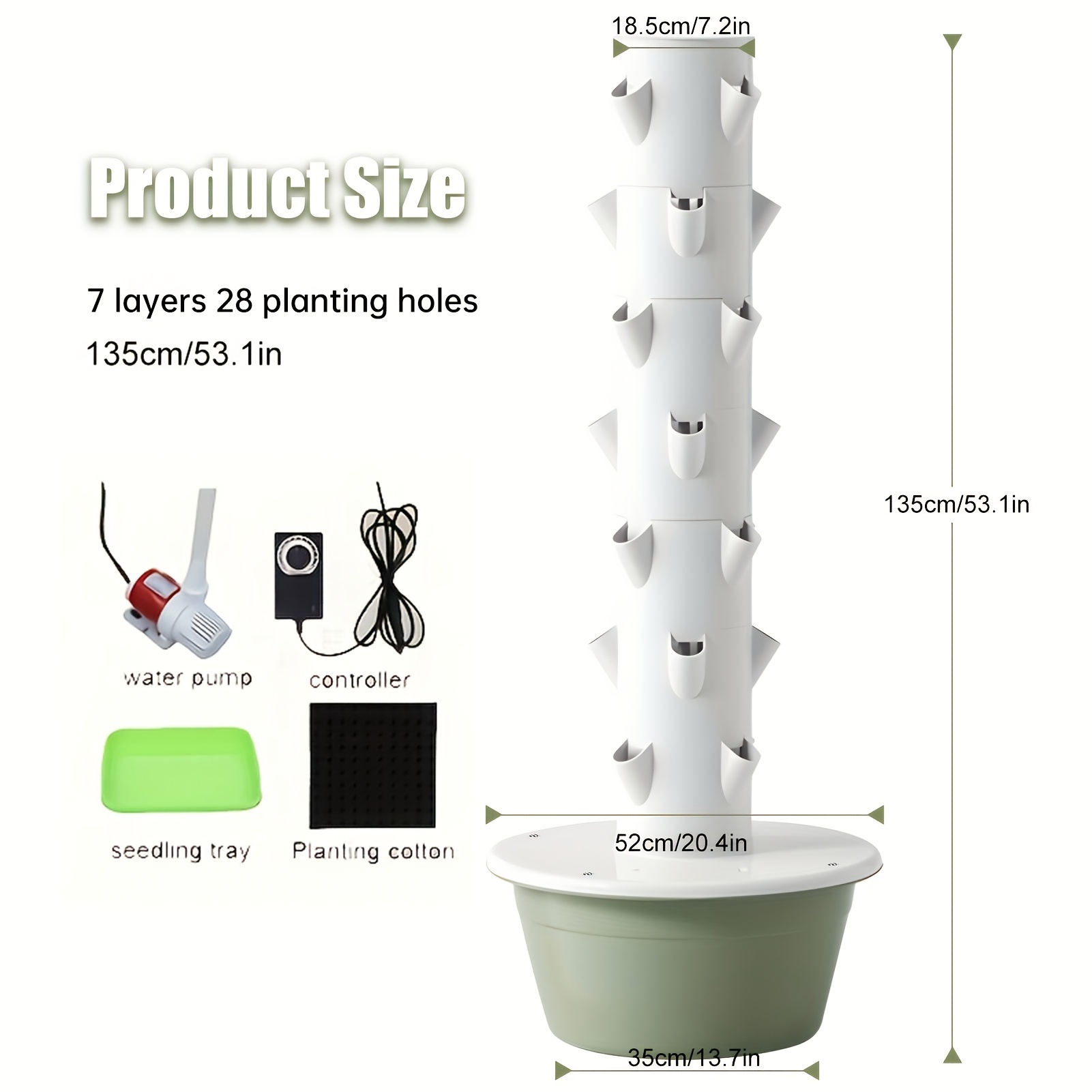 Vertical Hydroponic Tower, Indoor Hydroponic System With Reservoir, 3/5/7/10/11-tier Hydroponic Tower, Hydroponic Production Tower, Suitable For Home And Outdoor Use