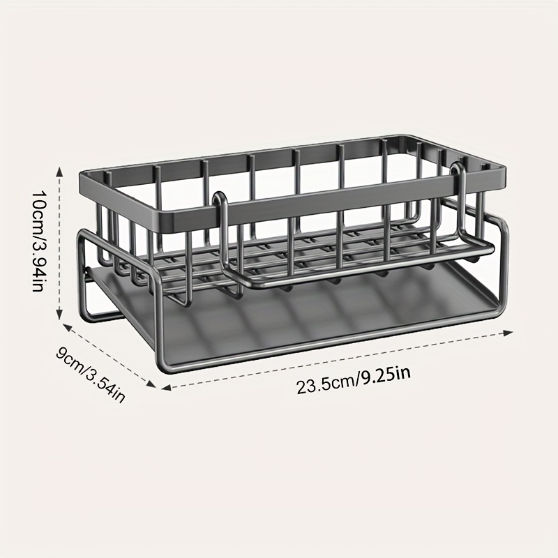 sponge rack suitable for kitchen sink sink rack with high brush holder kitchen sink storage box countertop rust proof carbon steel soap dispenser kitchen storage and   items details 5