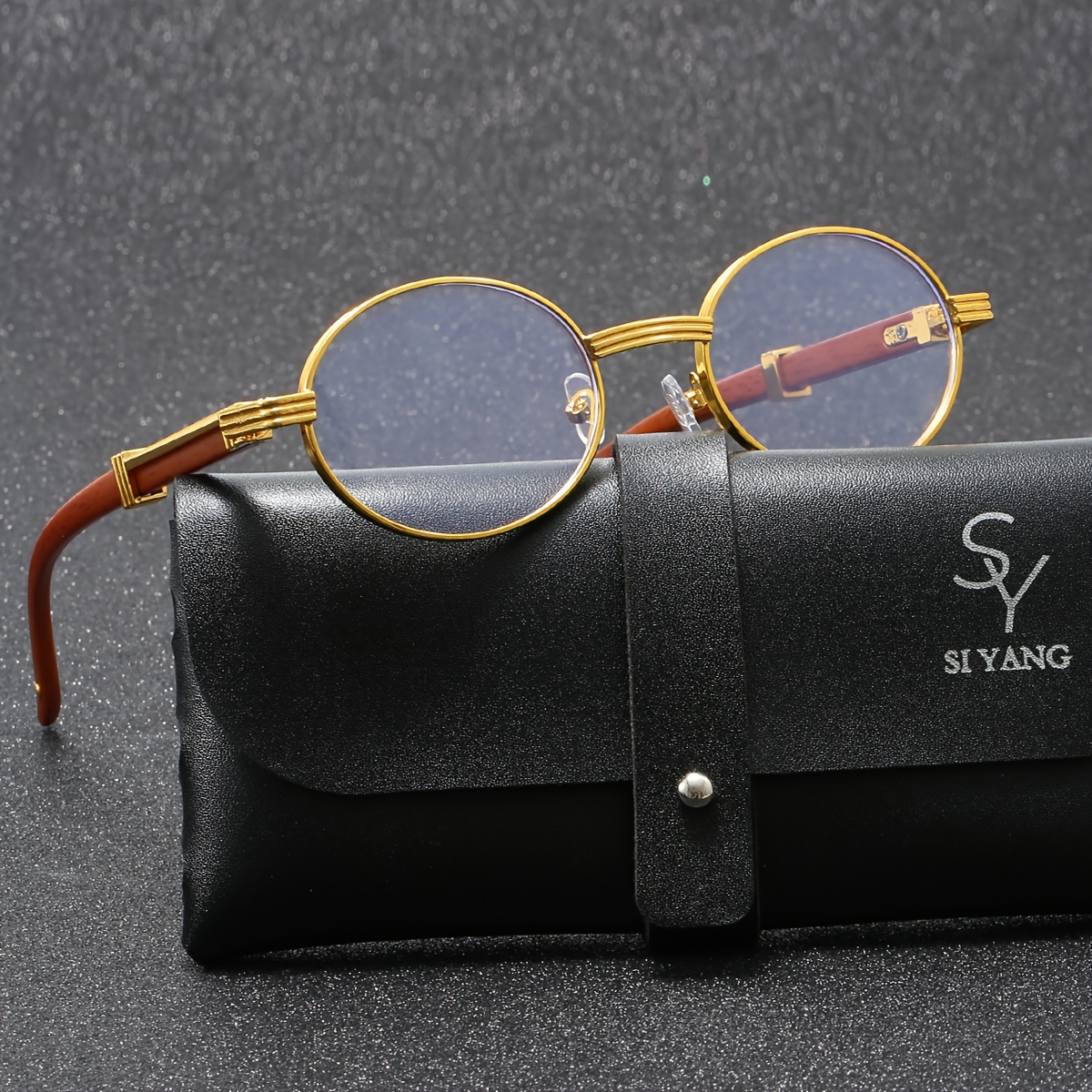 

Siyang Copper Frame Glasses For Men, Full Rim Pc Lens, Anti Blue Light, Wide Frame, Business & Academia Style, Includes Case & Cloth, Ideal For Hiking & Daily