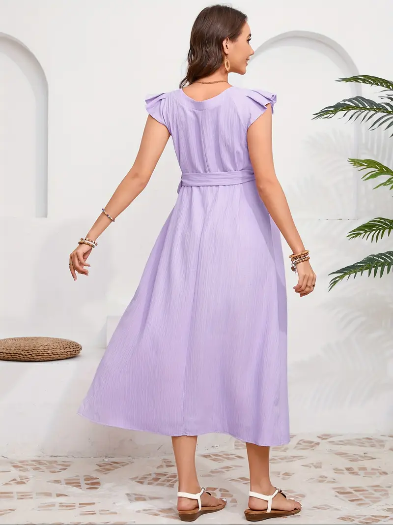 maternity dress summer ruffle cap sleeve v neck pleated - Temu maternity dress summer ruffle cap sleeve v neck pleated - Temu