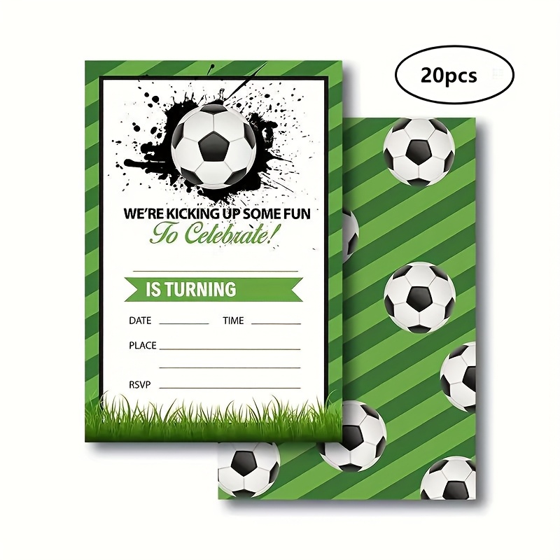 TEMU 20pcs, Soccer Birthday Invitations, Football Sports Party Invites, Birthday Party Invitation Cards, Party Supplies And Decorations Invitations,